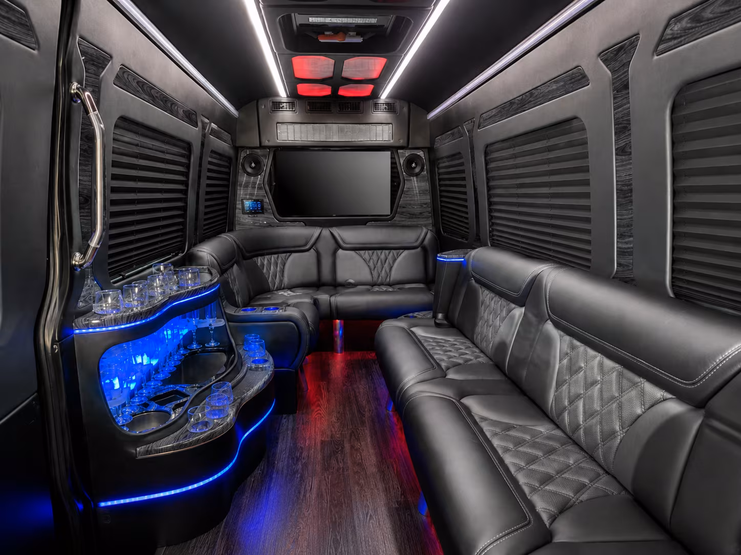 apex 50 passenger party bus interior
