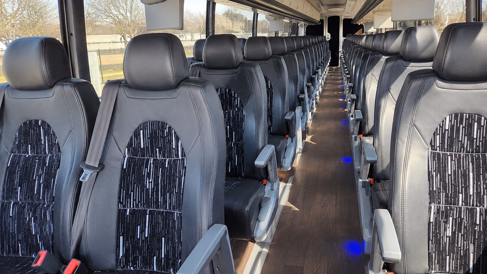 apex charter bus rental interior